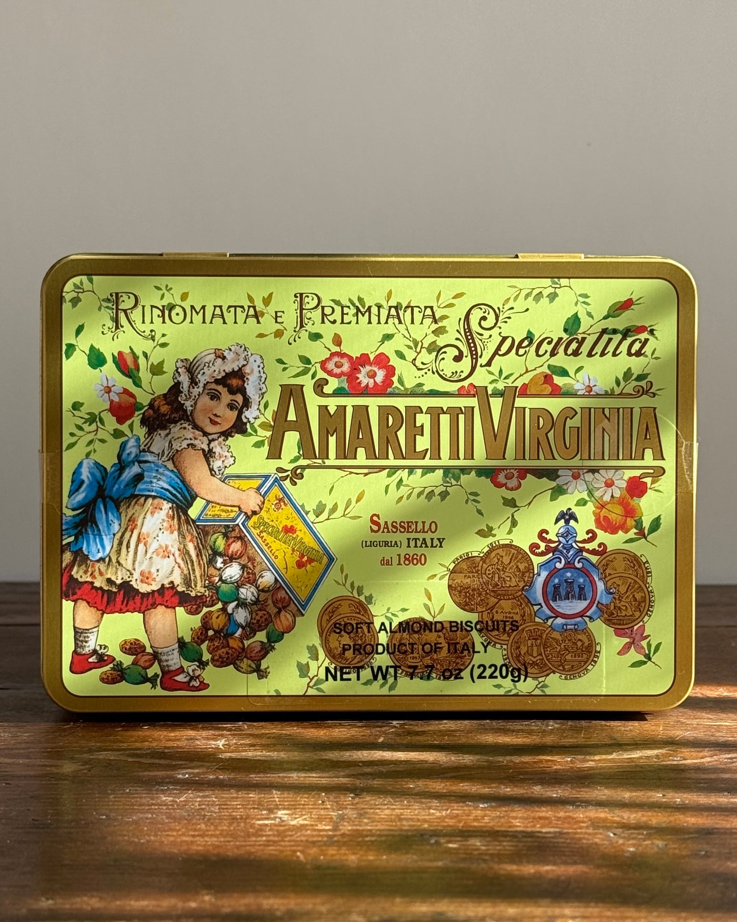 Amaretti Virginia Soft Cookies in Rectangular Green Tin