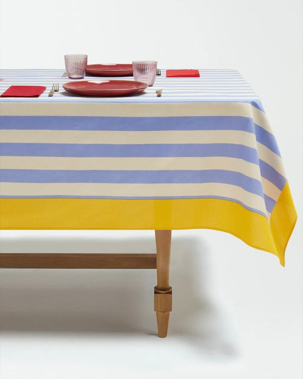 Lisa Corti x La Veste Nizam Stripes Light Blue Tablecloth