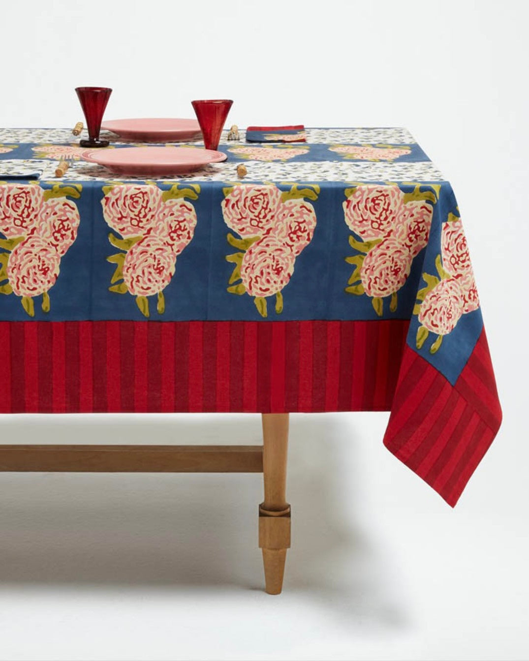 Lisa Corti Leopard Stripes Dark Blue Tablecloth