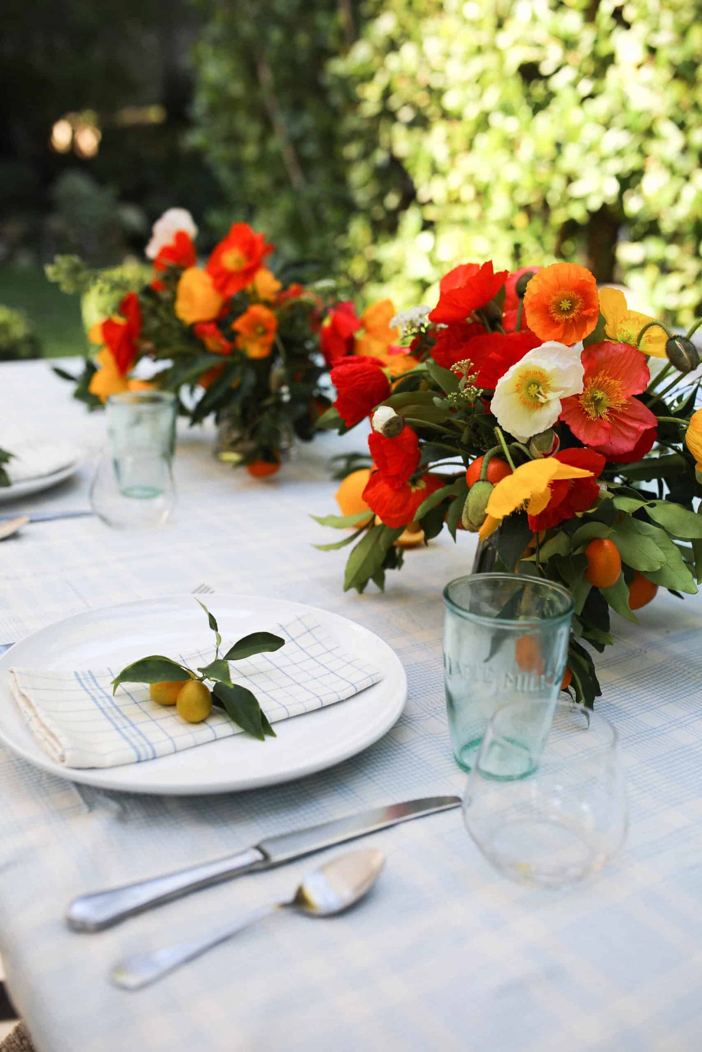 Marianne Plaid Blue Tablecloth