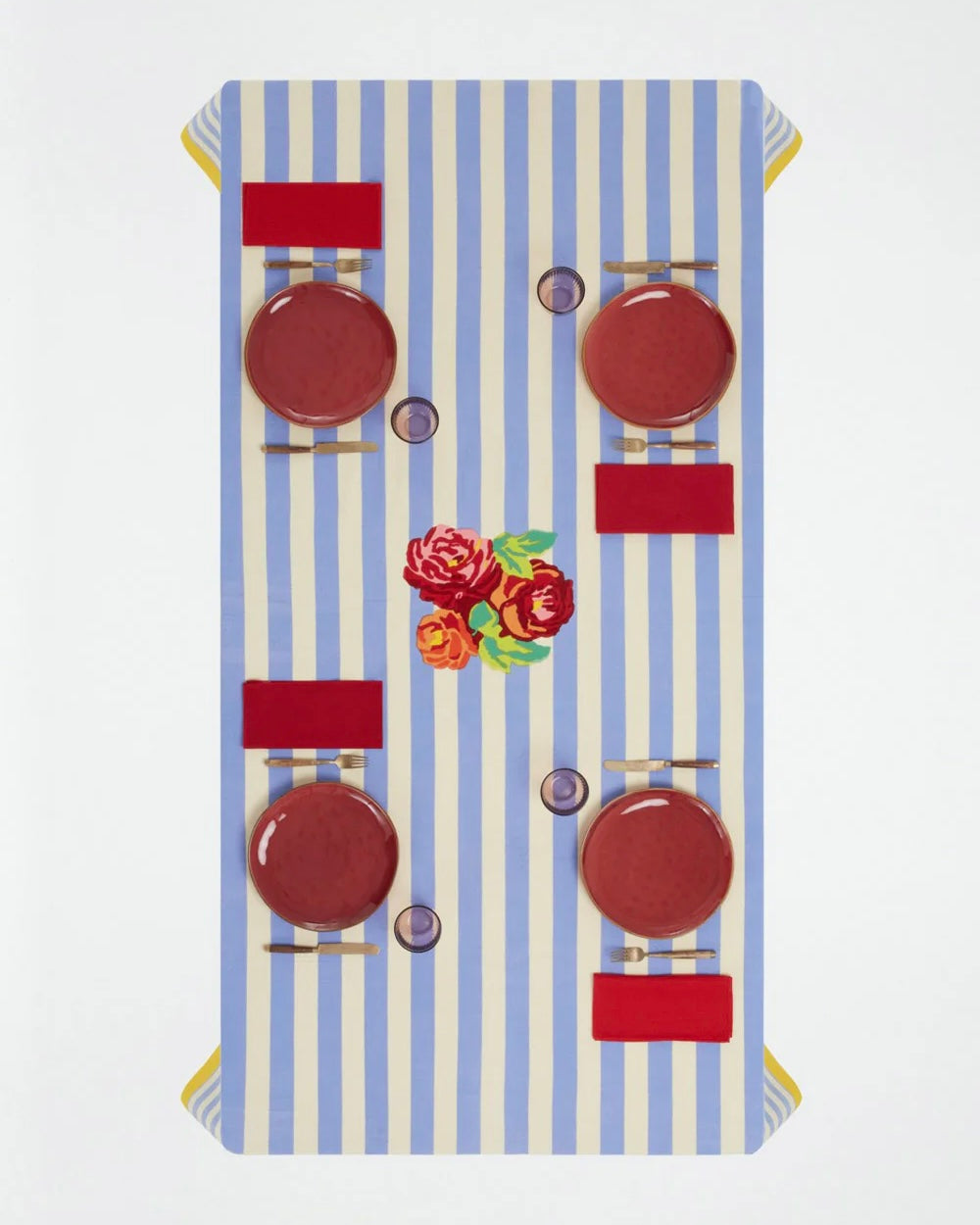 Lisa Corti x La Veste Nizam Stripes Light Blue Tablecloth