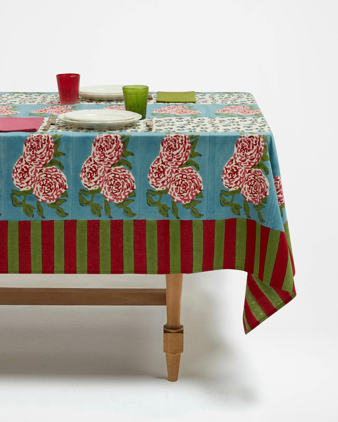 Lisa Corti Leopard Stripes Sky Tablecloth