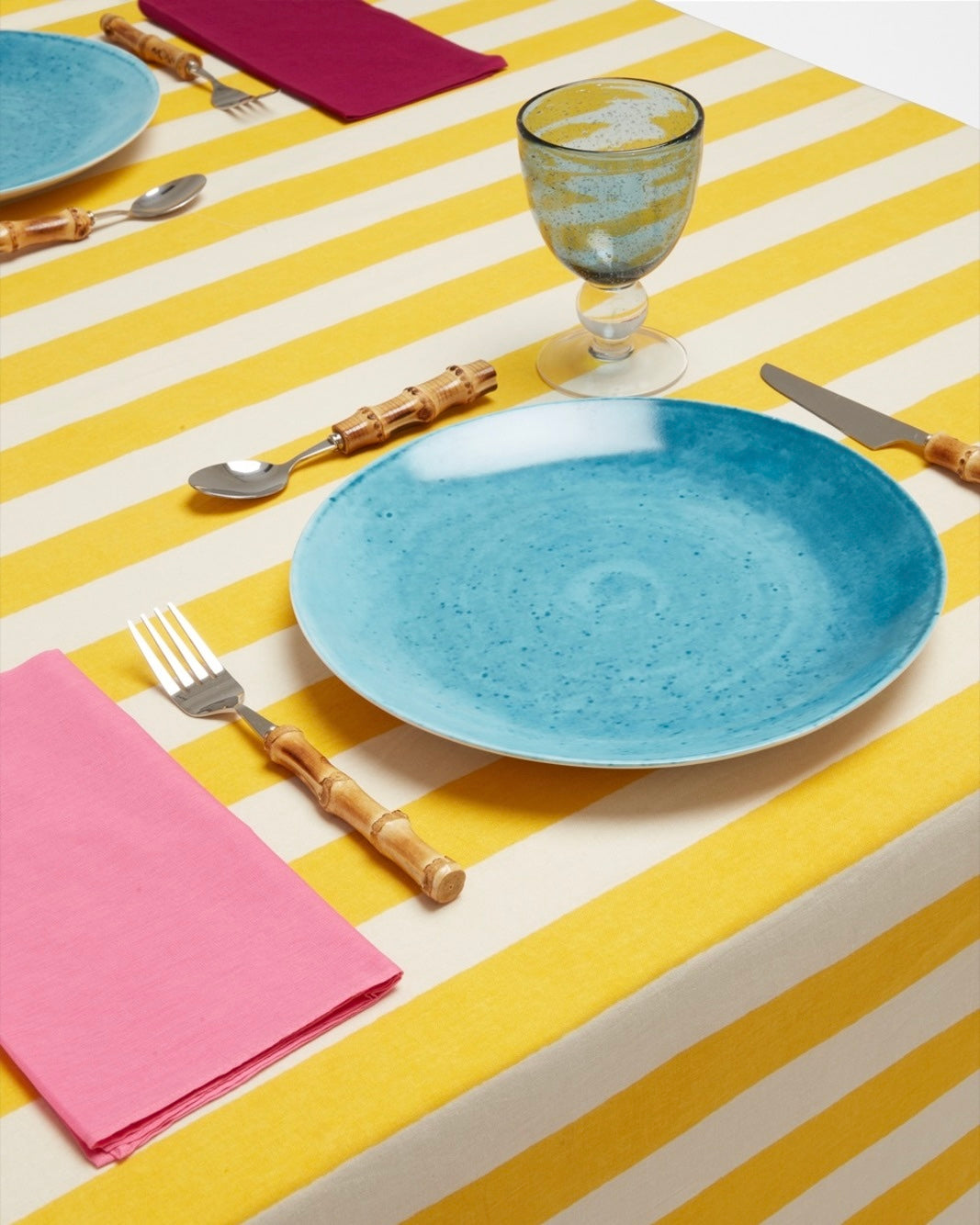 Lisa Corti x La Veste Nizam Stripes Sun Yellow Tablecloth