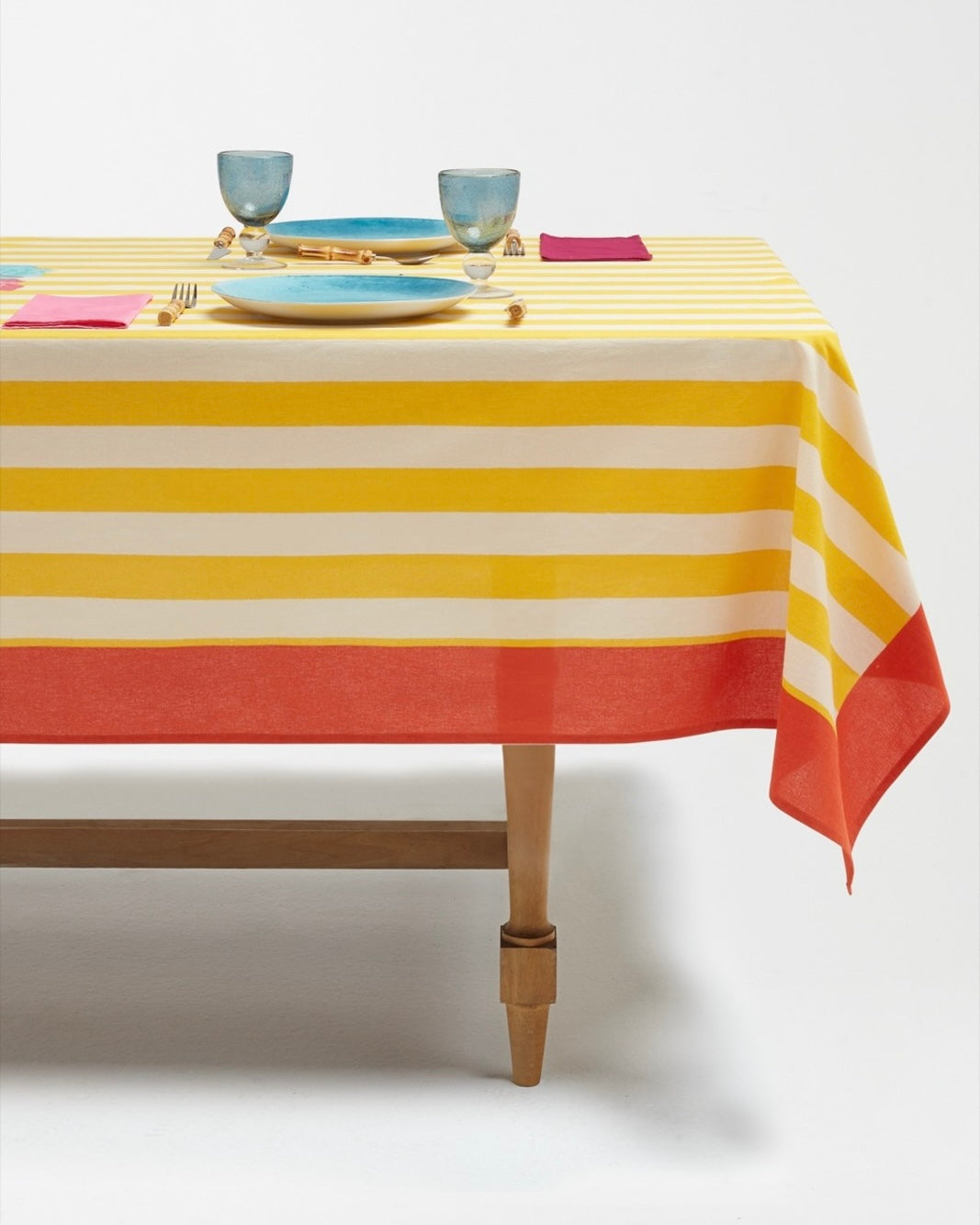 Lisa Corti x La Veste Nizam Stripes Sun Yellow Tablecloth