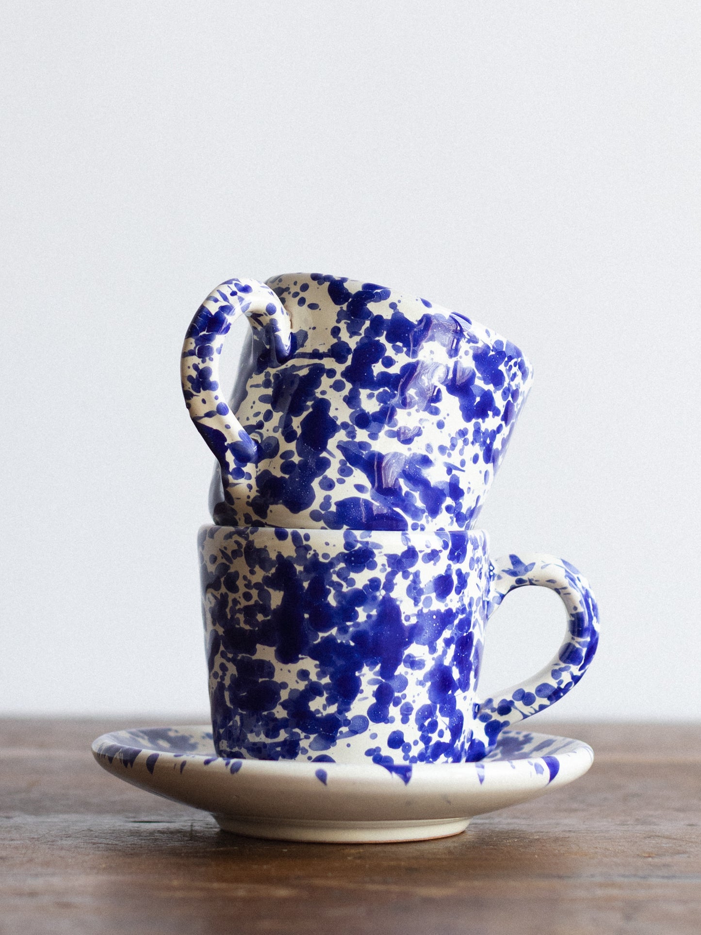 Ceramic Splatter Coffee Cup with Saucer