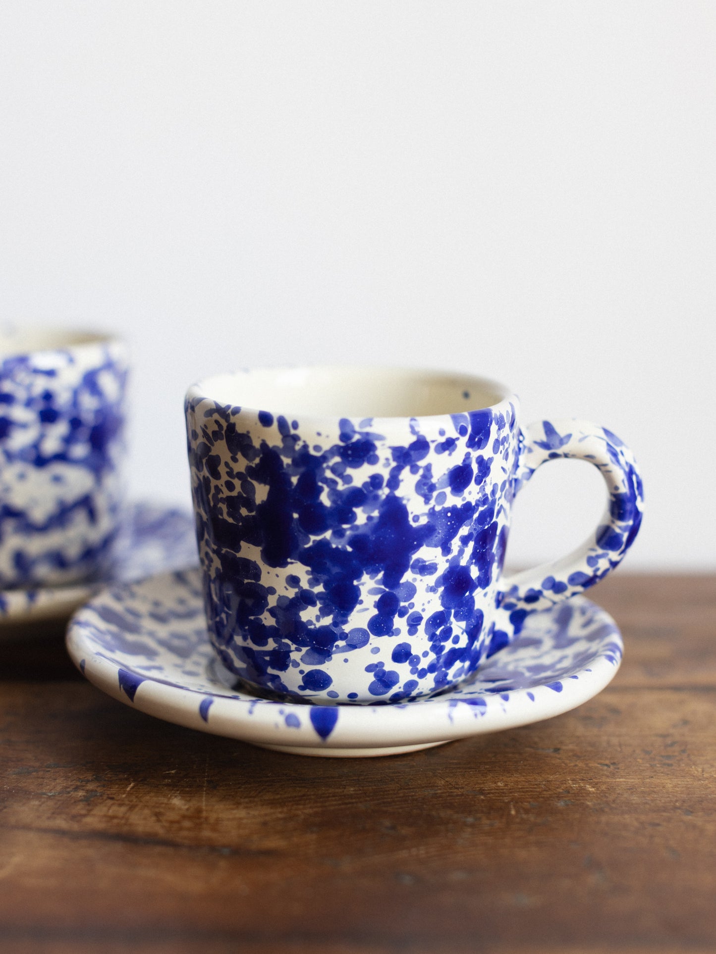 Ceramic Splatter Coffee Cup with Saucer