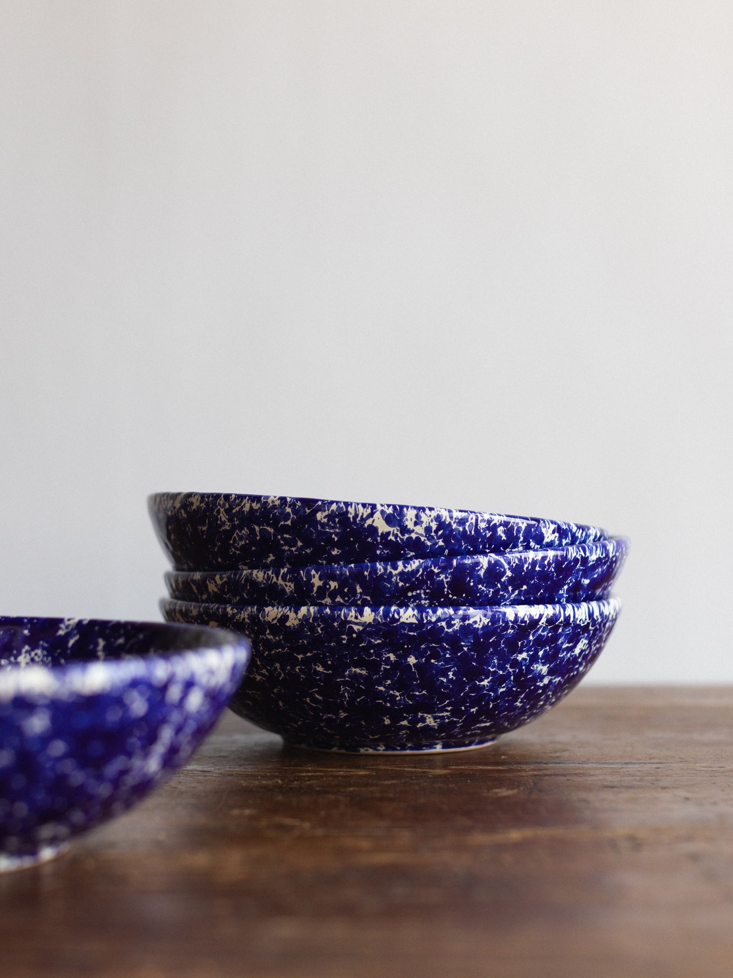 Ceramic Splatter Low Salad Bowl