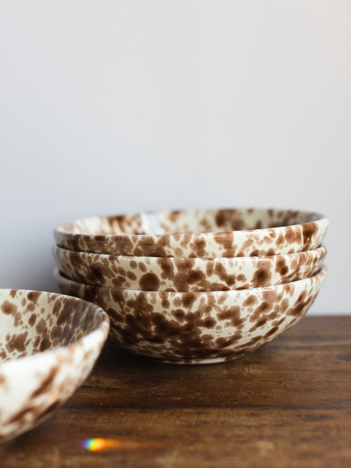 Ceramic Splatter Low Salad Bowl