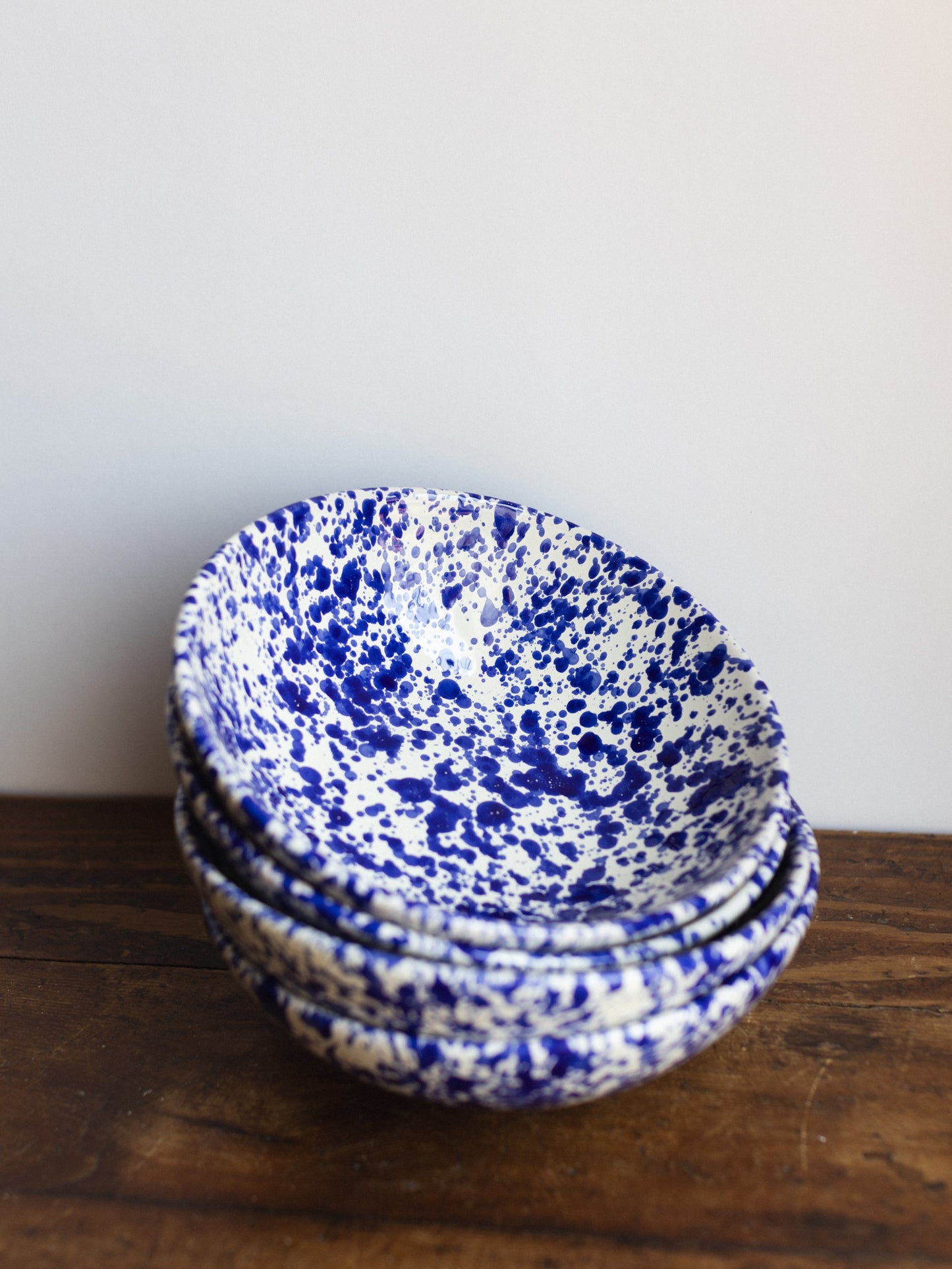 Ceramic Splatter Low Salad Bowl