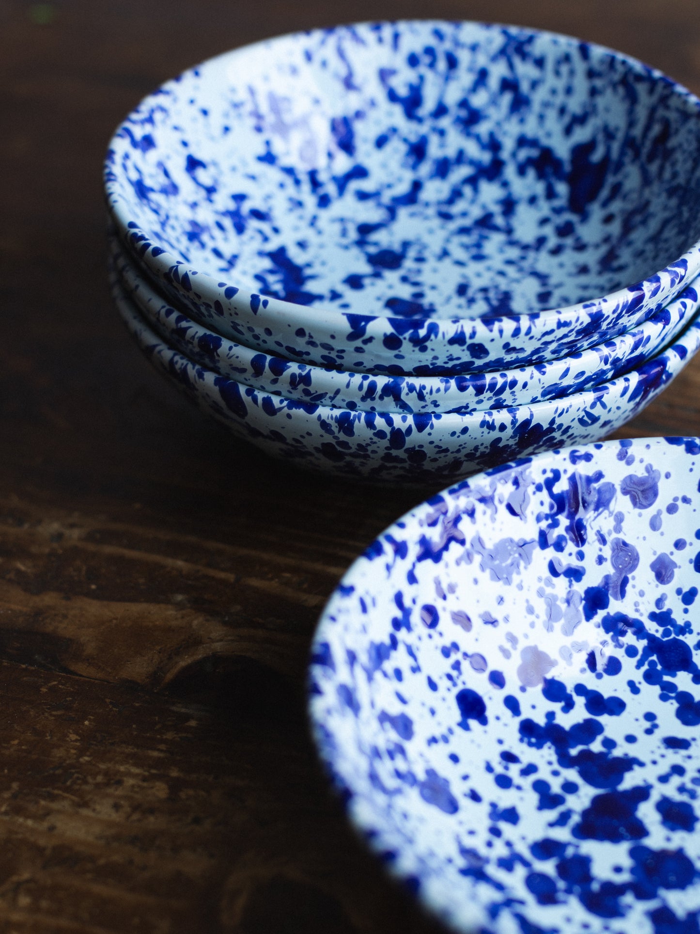 Ceramic Splatter Low Salad Bowl
