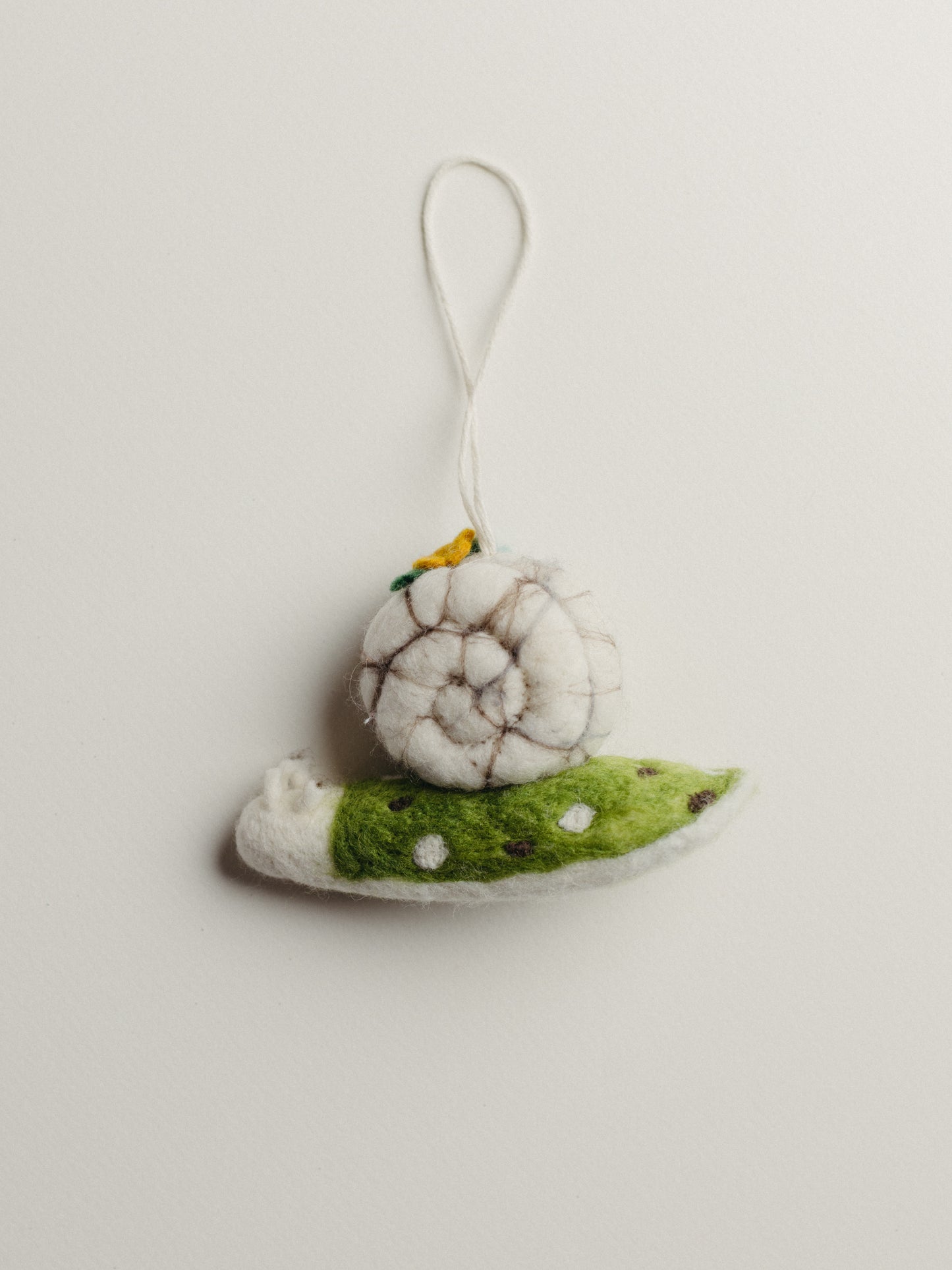 Green Slow Living Snail Felted Ornament