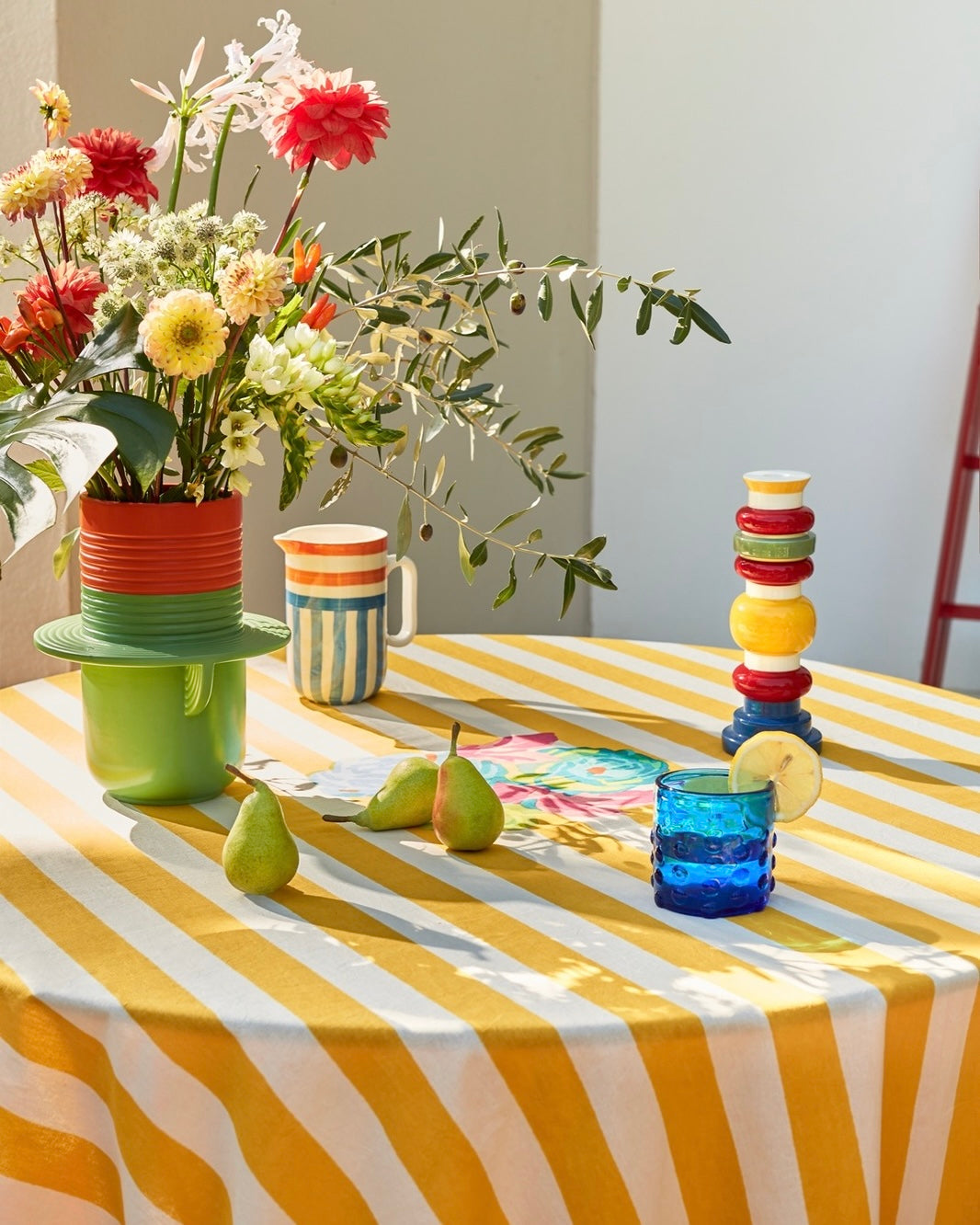 Lisa Corti x La Veste Nizam Stripes Sun Yellow Tablecloth