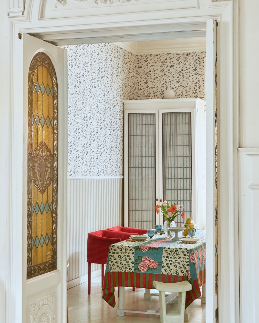 Lisa Corti Leopard Stripes Sky Tablecloth