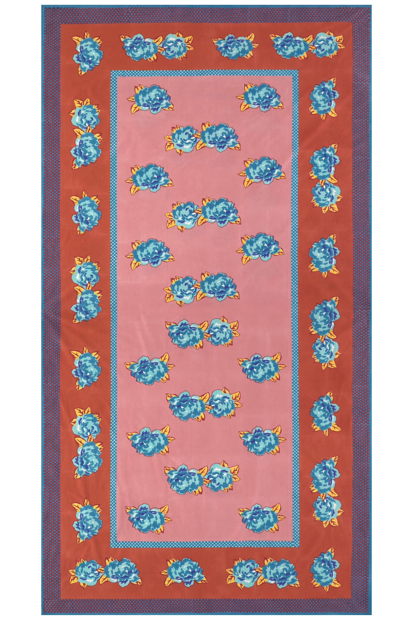 Lisa Corti Double Peonia Rust Old Pink Cotton Tablecloth