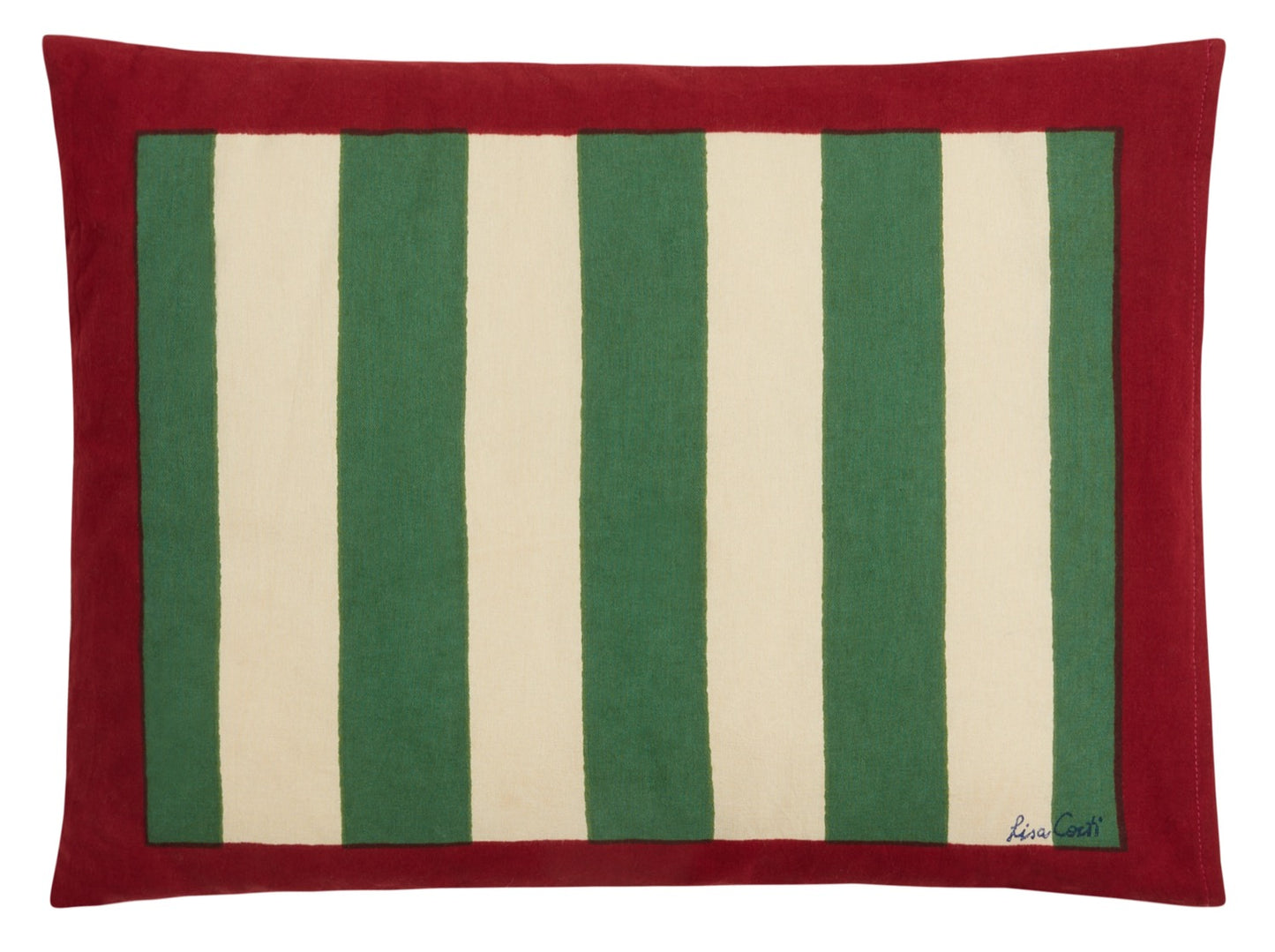 Lisa Corti Nizam Stripes Green Natural Pillow