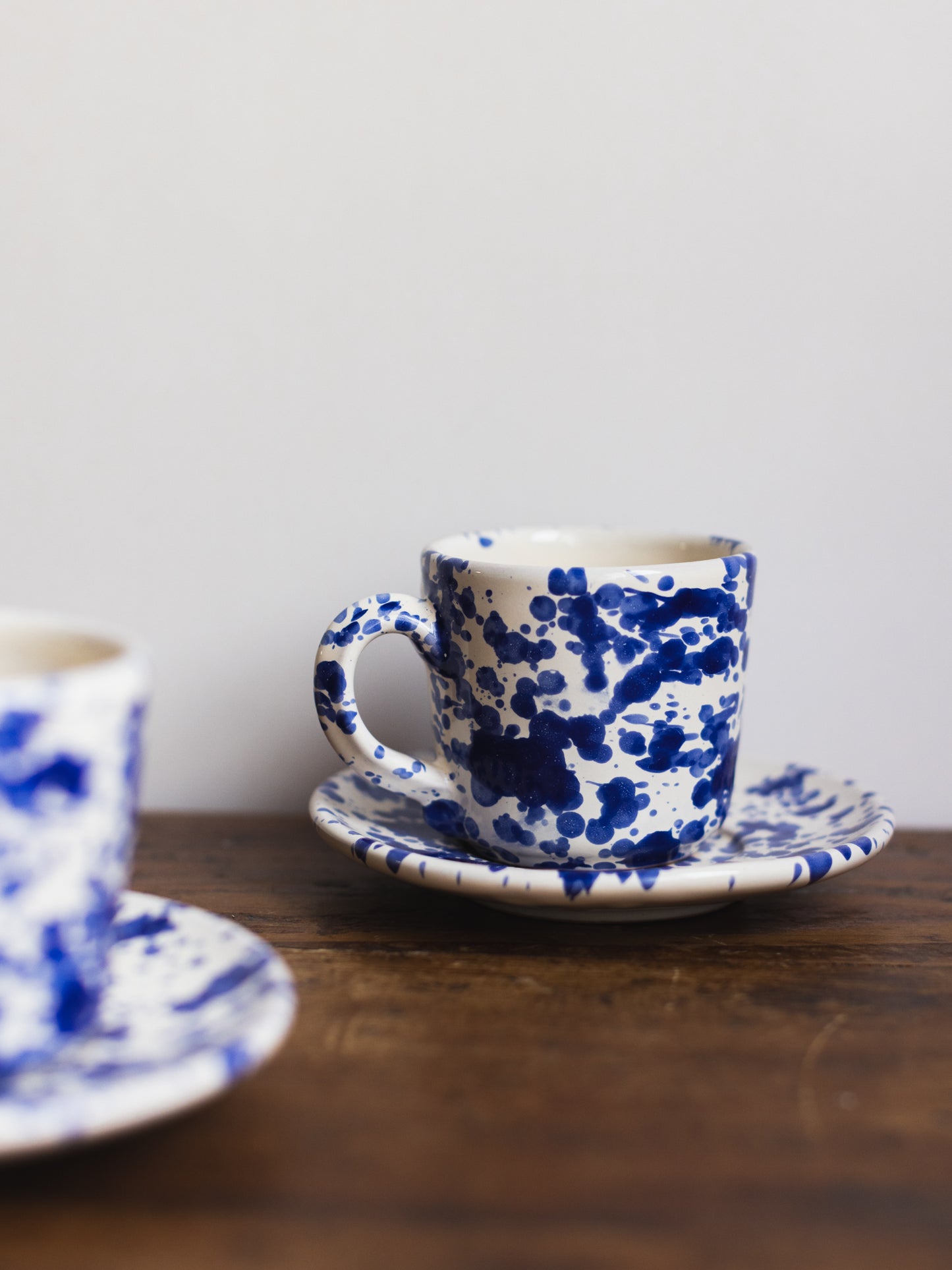 Ceramic Splatter Coffee Cup with Saucer