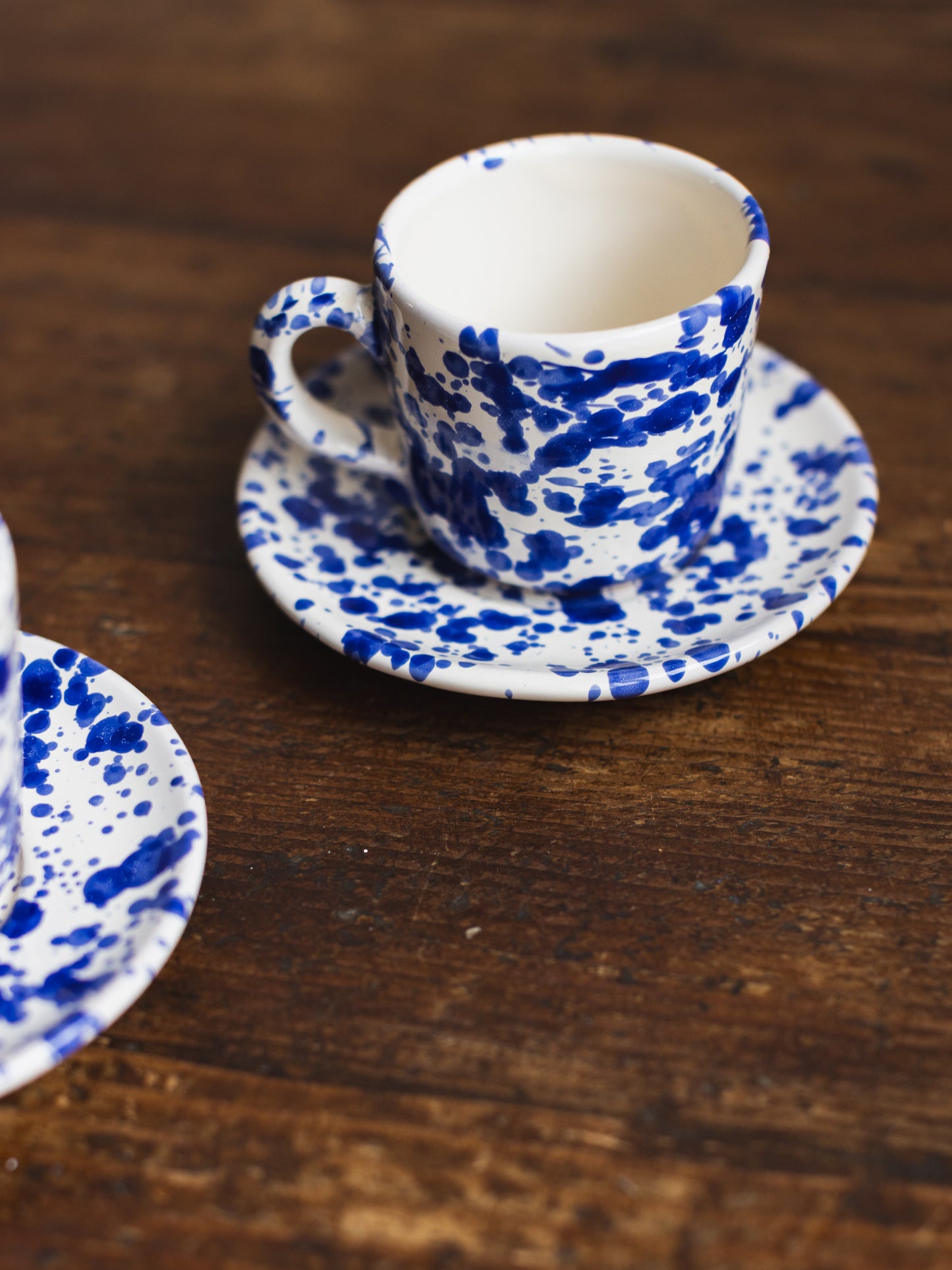 Ceramic Splatter Coffee Cup with Saucer