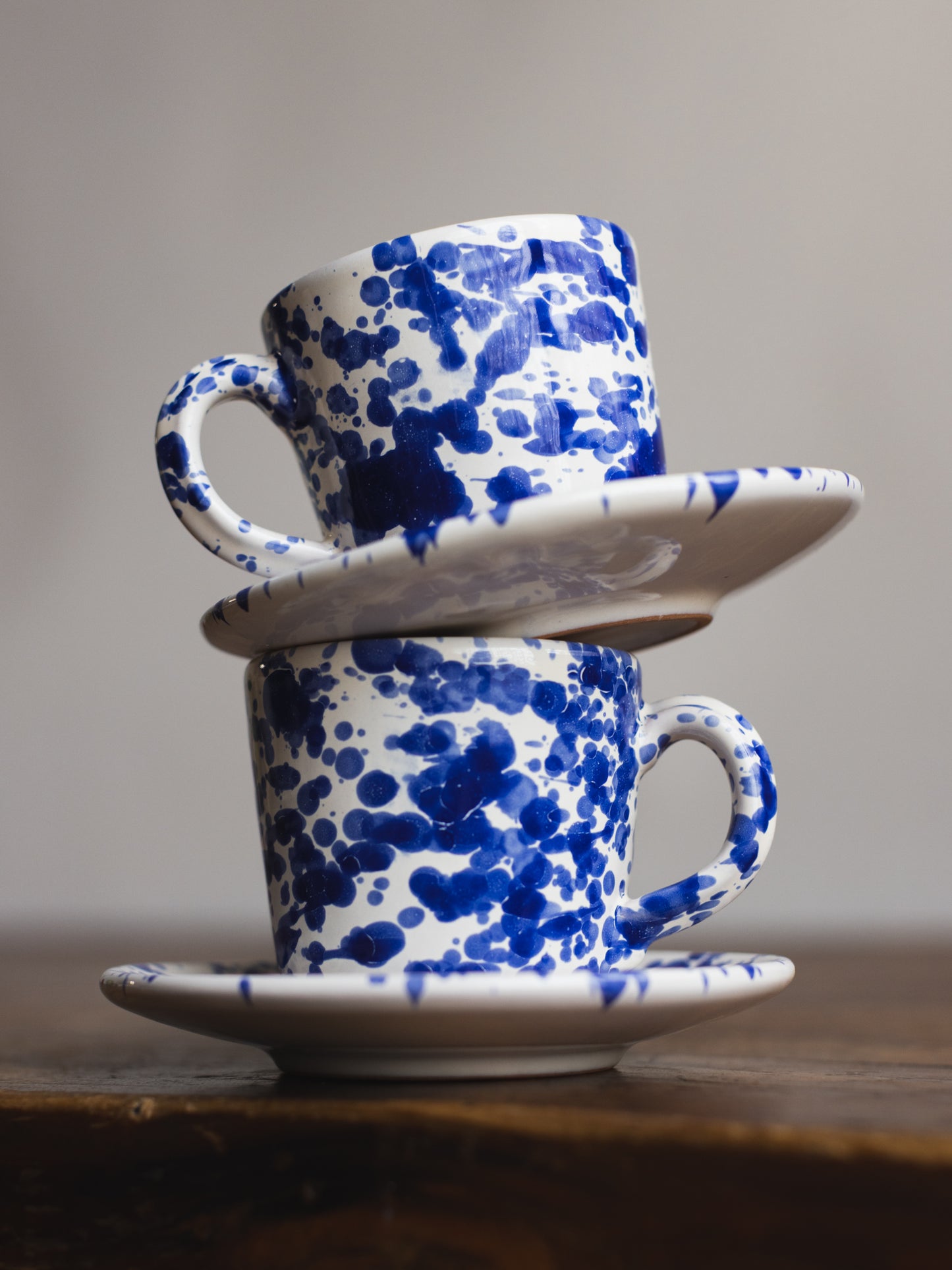 Ceramic Splatter Coffee Cup with Saucer