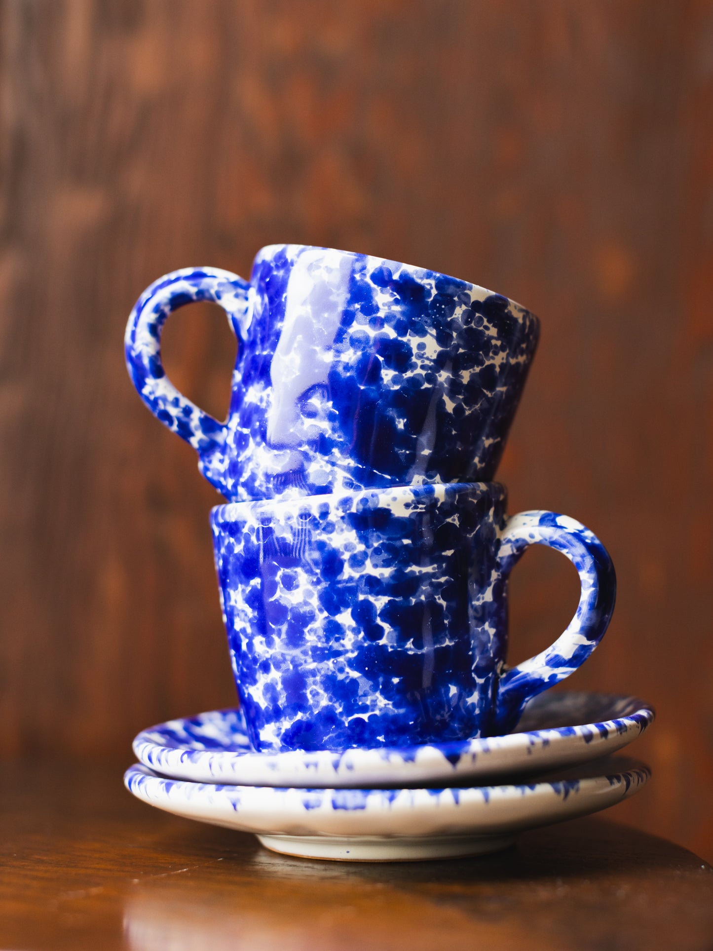Ceramic Splatter Coffee Cup with Saucer