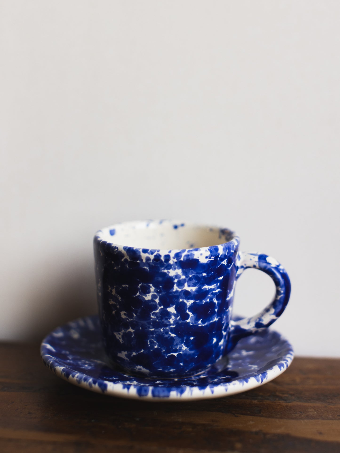 Ceramic Splatter Coffee Cup with Saucer