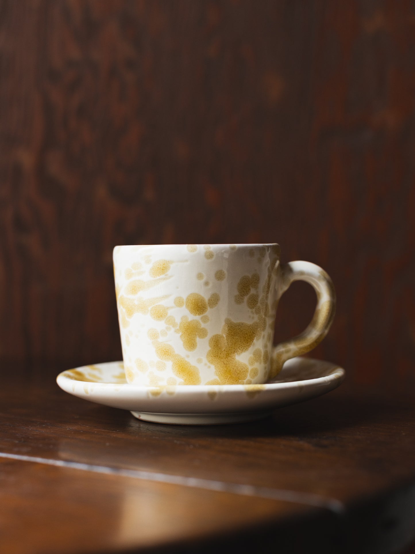 Ceramic Splatter Coffee Cup with Saucer