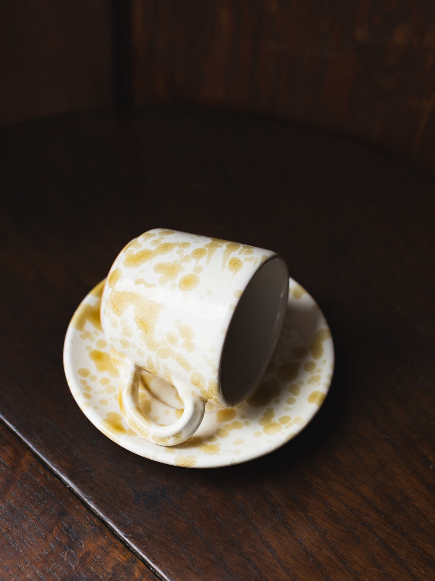 Ceramic Splatter Coffee Cup with Saucer
