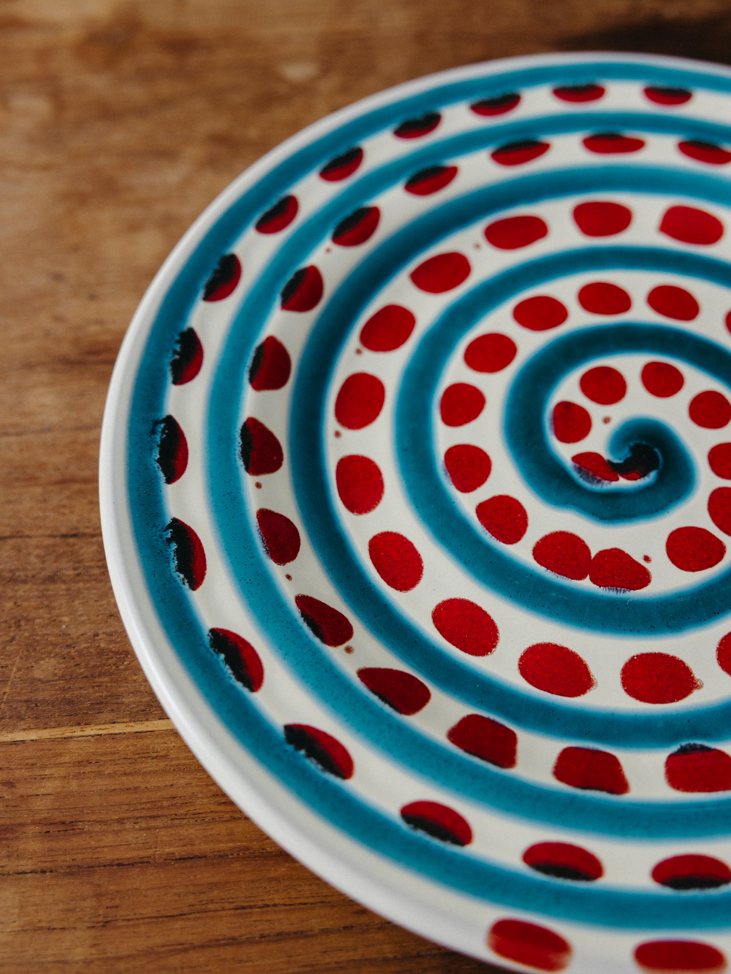 Ceramic Swirl and Dot Fruit Plate