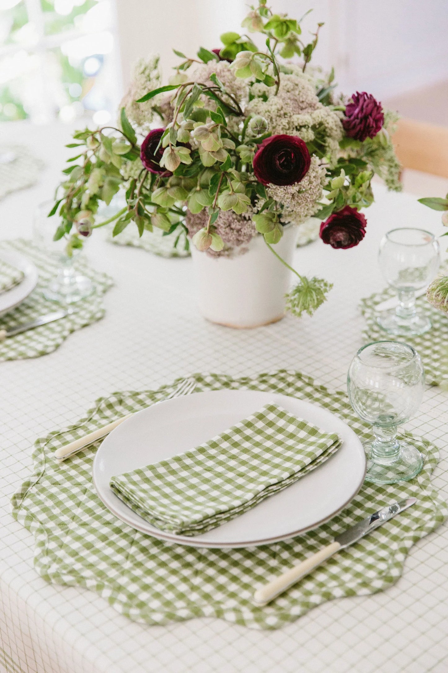 Mini Gingham Olive Napkins