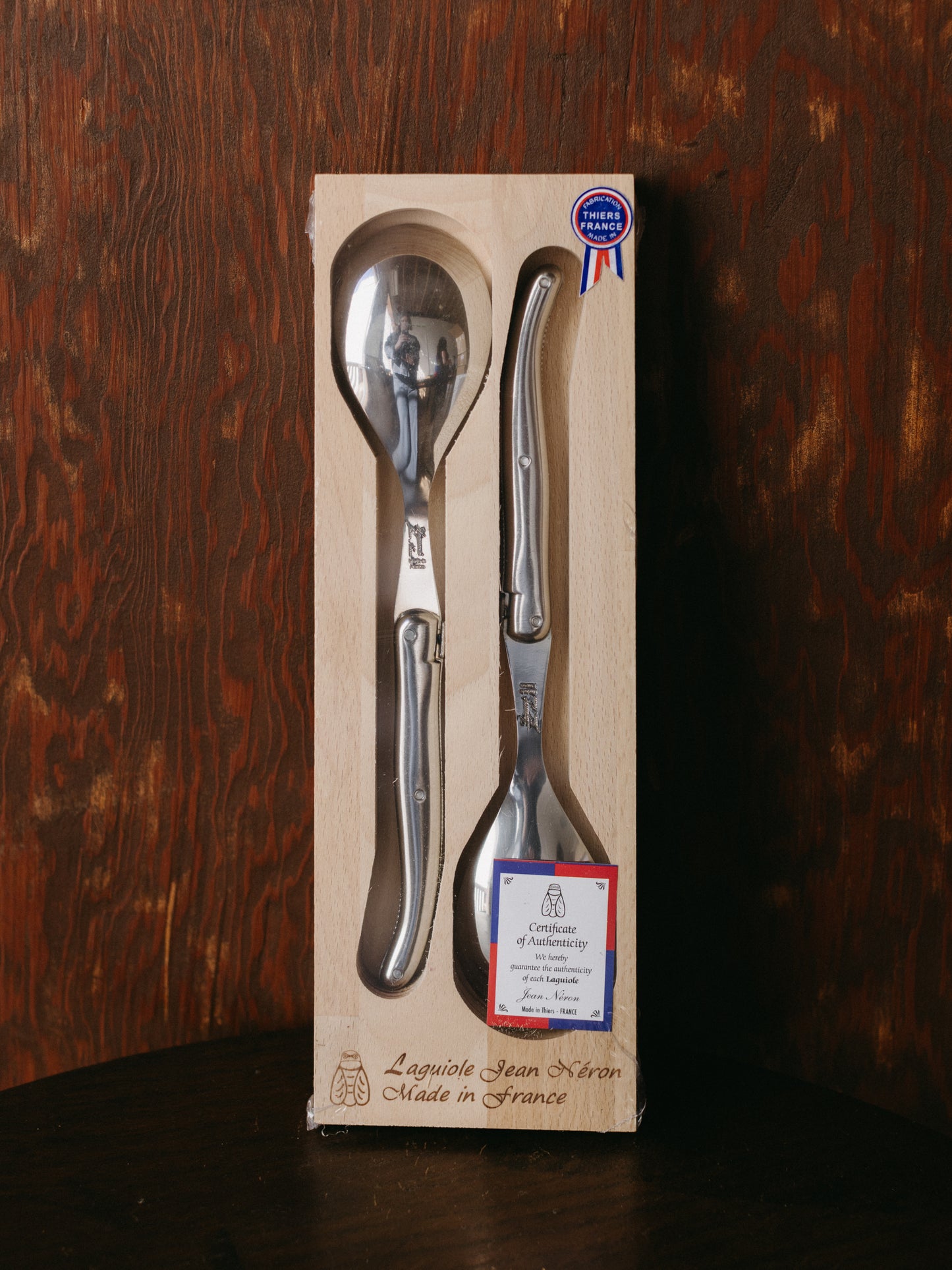 Laguiole Stainless Steel Platine Salad Set (Wood Box)