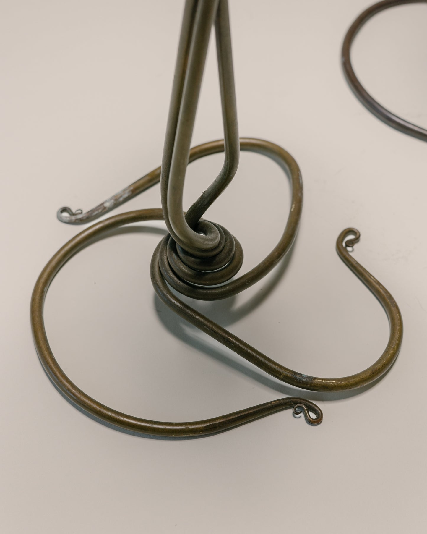 Jessie M. Preston Brass Floral Three-Light Candelabra, Pair