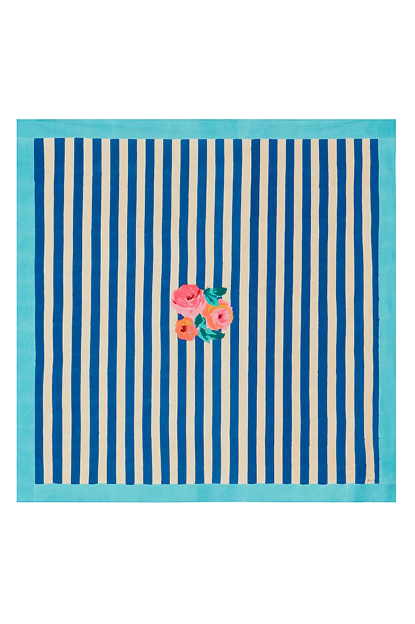 Lisa Corti Nizam Stripes Blue Natural Tablecloth