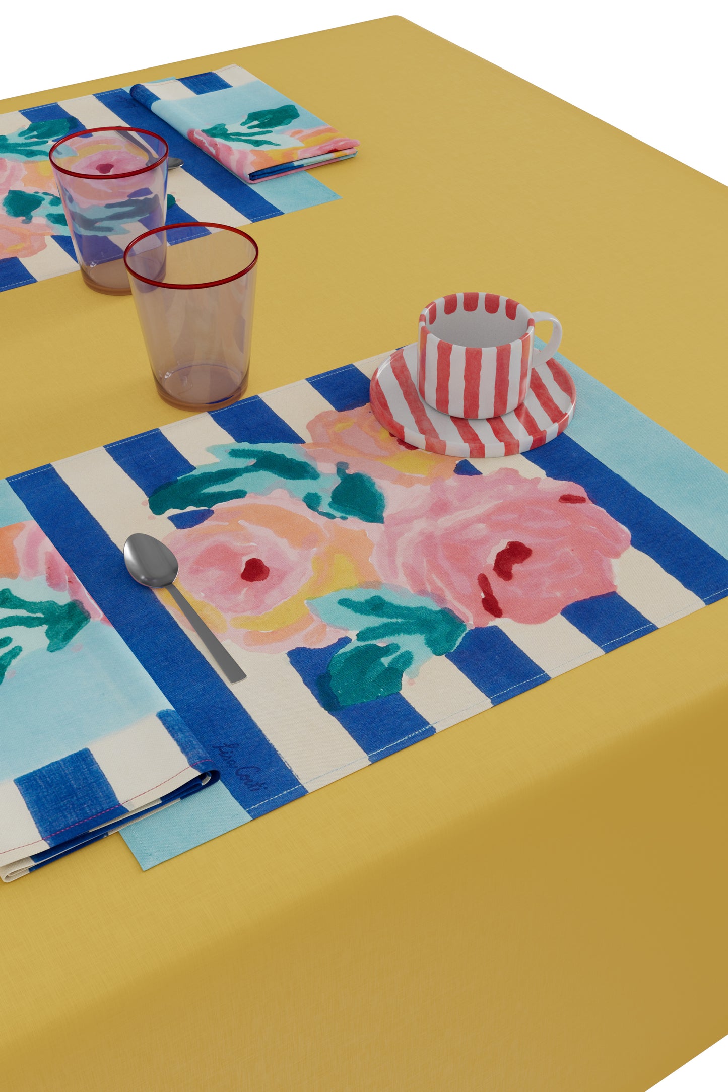 Lisa Corti Nizam Stripes Blue Cotton Placemat