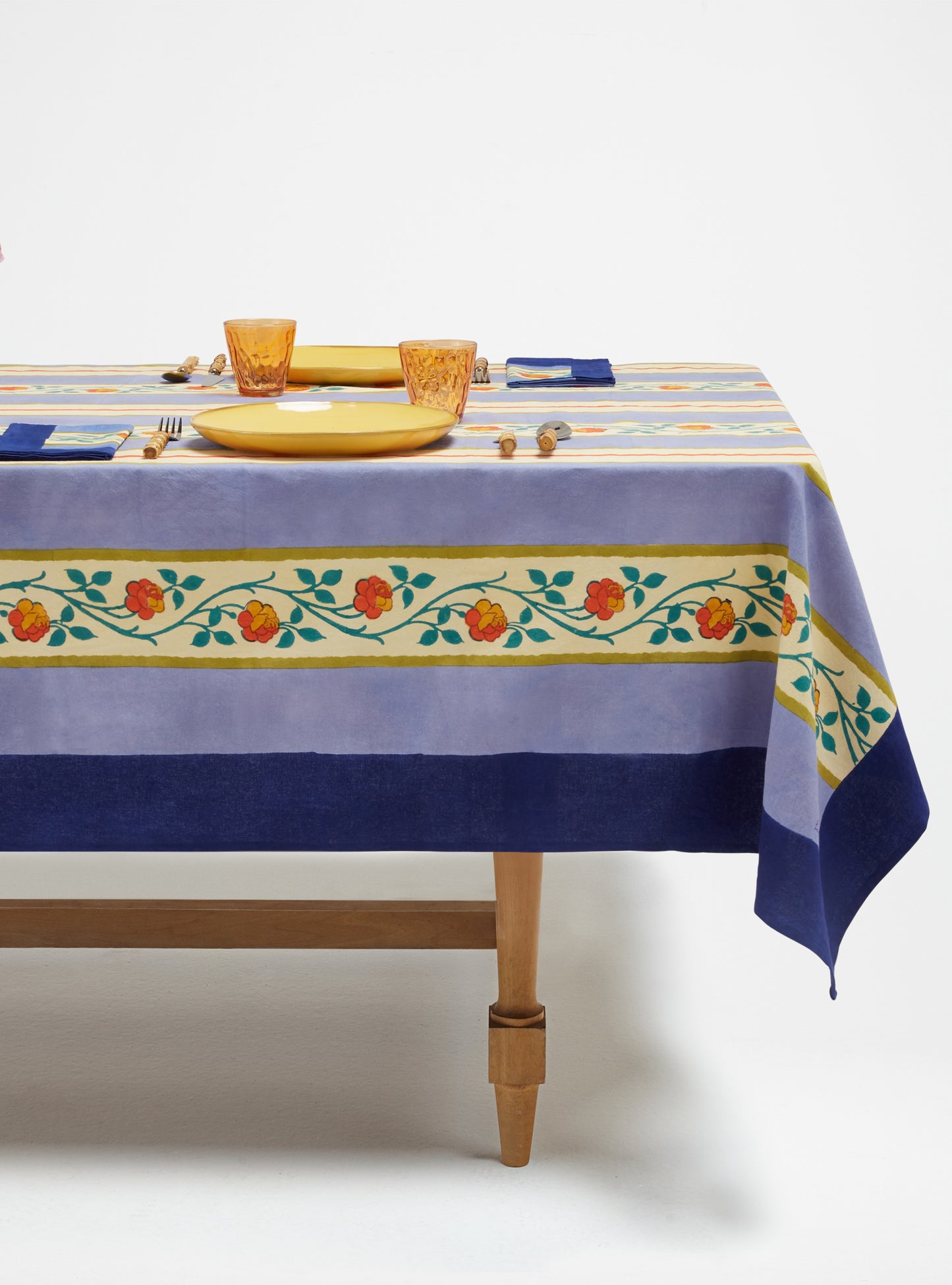 Lisa Corti Varanasi Stripes Pervinch Tablecloth