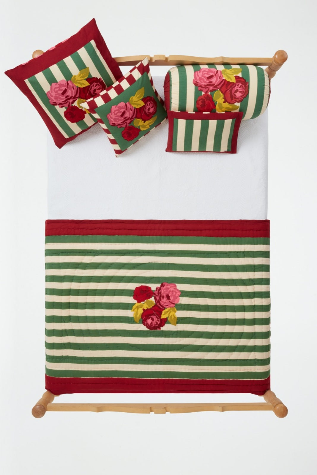 Lisa Corti Nizam Stripes Green Natural Pillow
