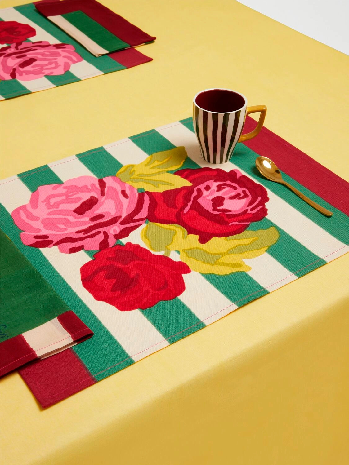 Lisa Corti Nizam Stripes Green Cotton Placemat