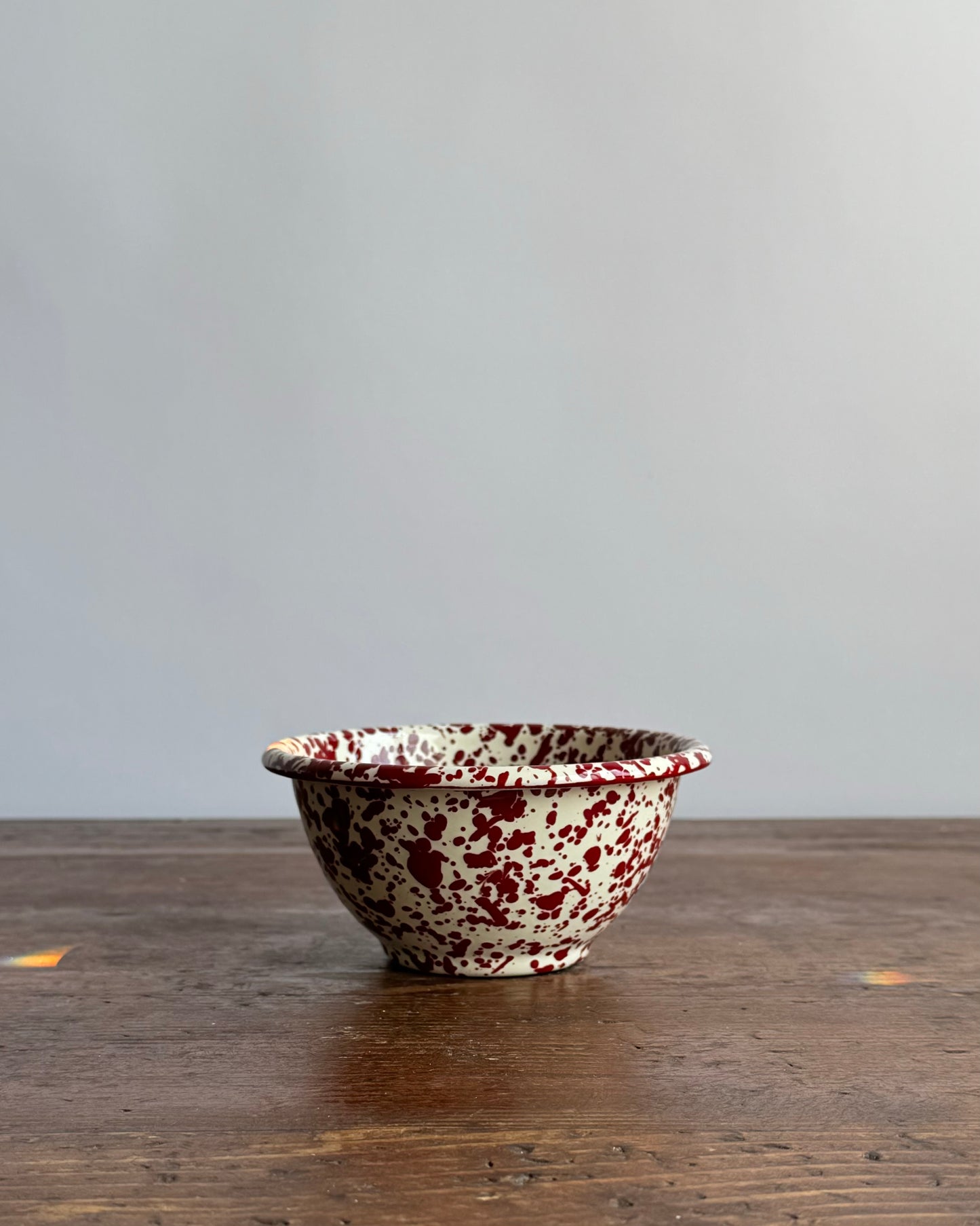 Splatter Enamelware Small Footed Bowl, Burgundy & Cream