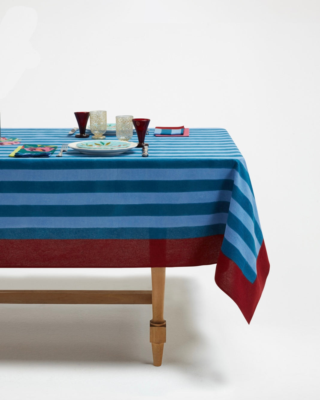 Lisa Corti Nizam Stripes Ferozi Sugar Tablecloth