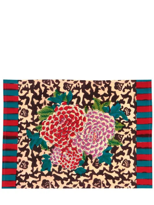 Lisa Corti Arabesque Corolla Natural Coffee Cotton Placemat