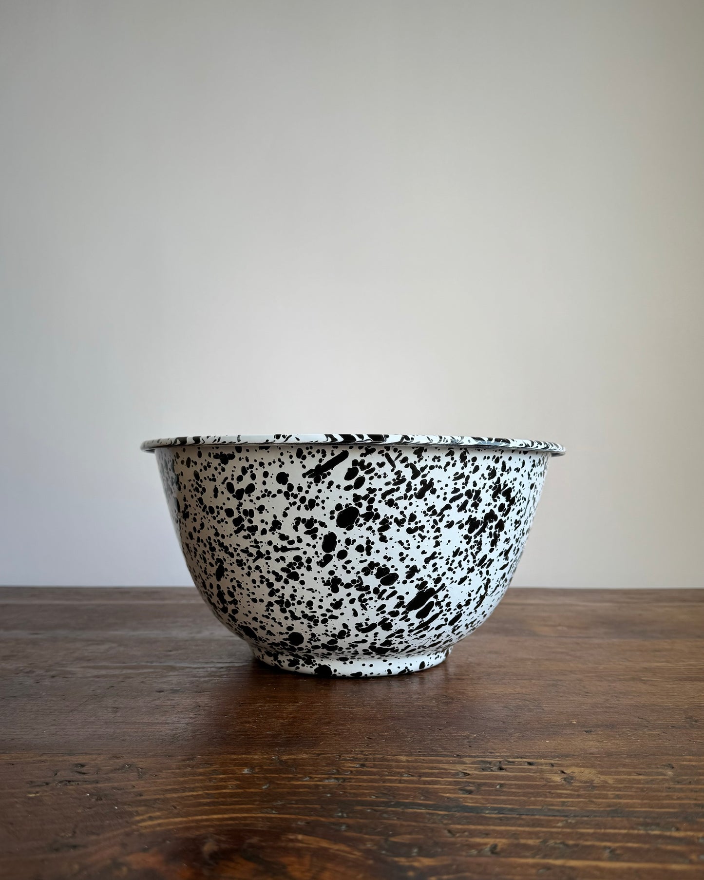 Splatter Enamelware Large Salad Bowl, Black & White