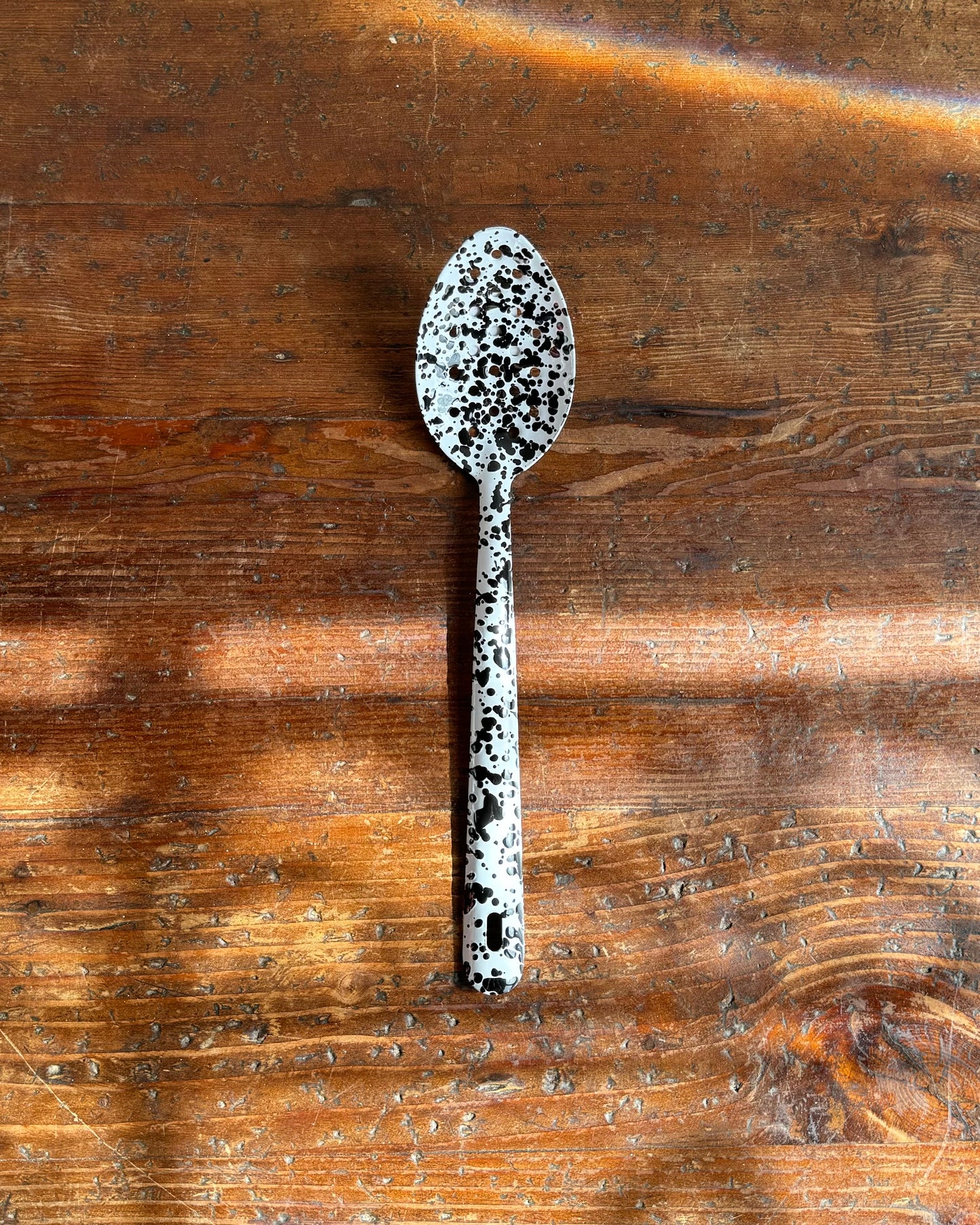 Splatter Enamelware Large Slotted Spoon