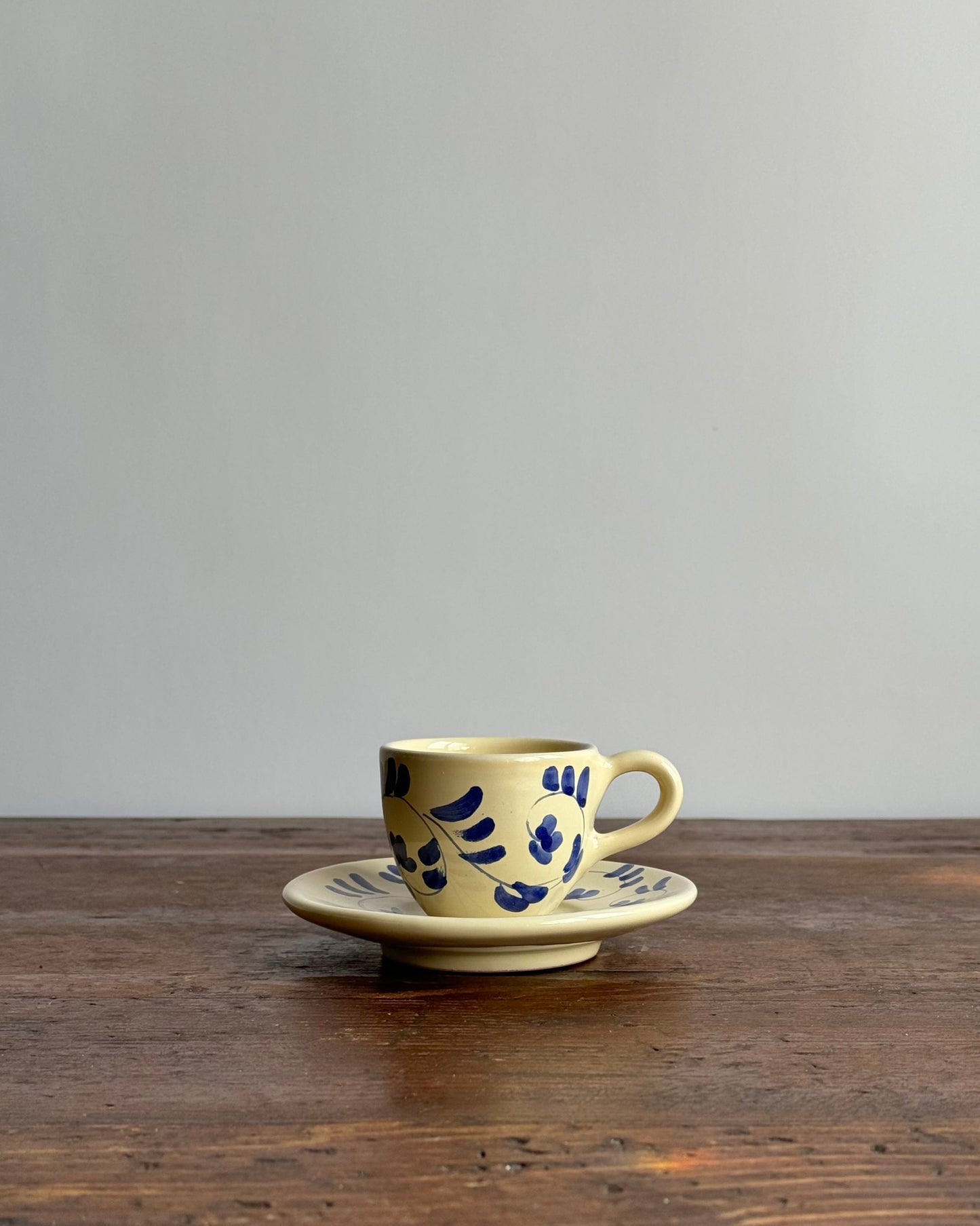 Ceramic "Blue Vines" Espresso Cup and Saucer Set