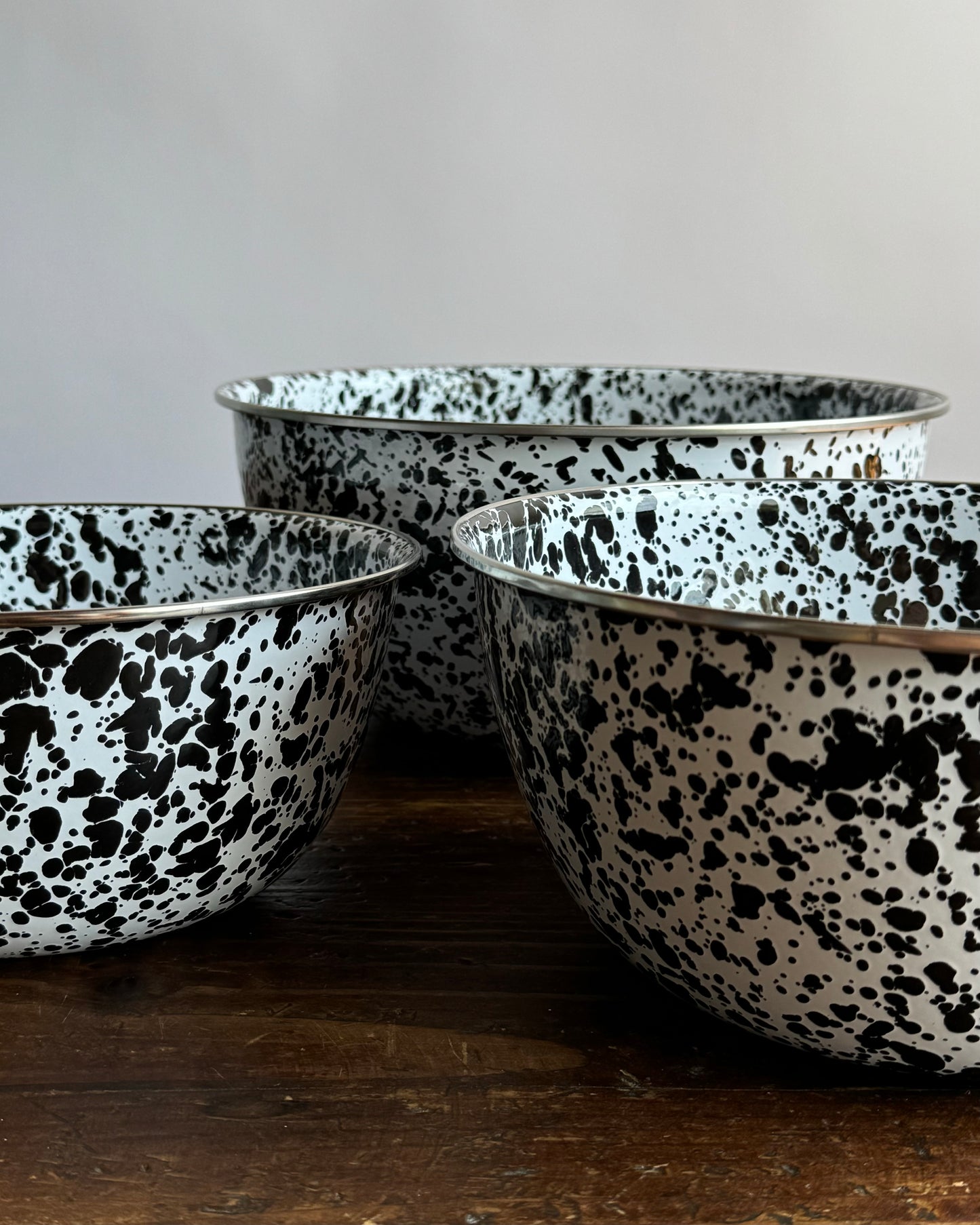 Splatter 3 Piece Mixing Bowl Set, Black & White