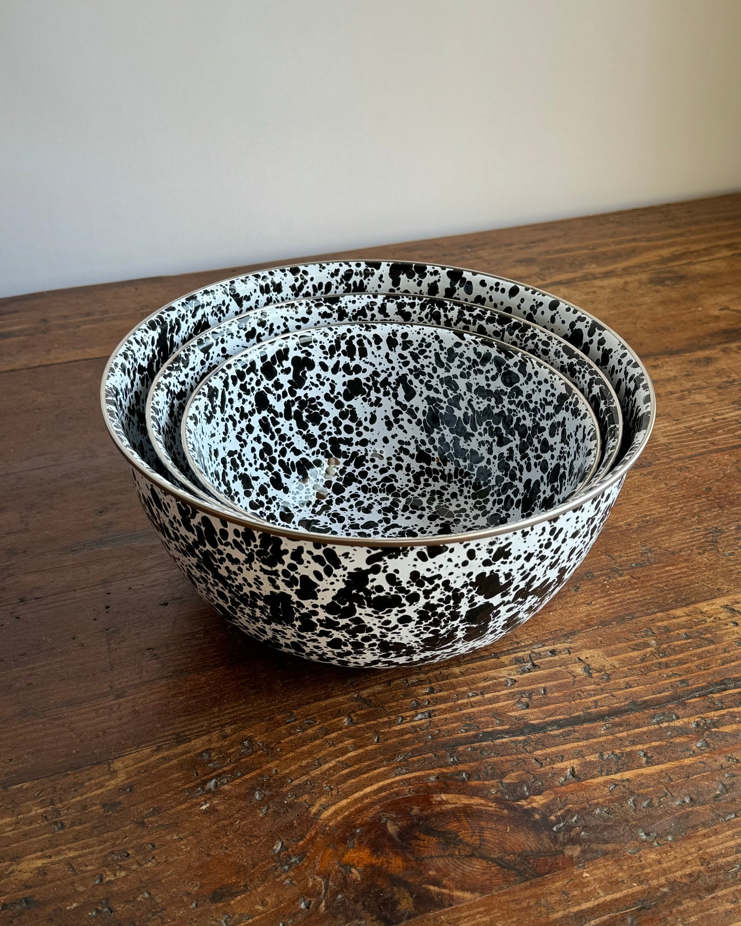 Splatter 3 Piece Mixing Bowl Set, Black & White