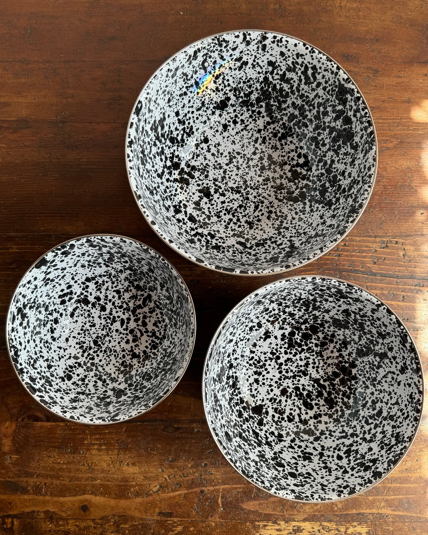 Splatter 3 Piece Mixing Bowl Set, Black & White