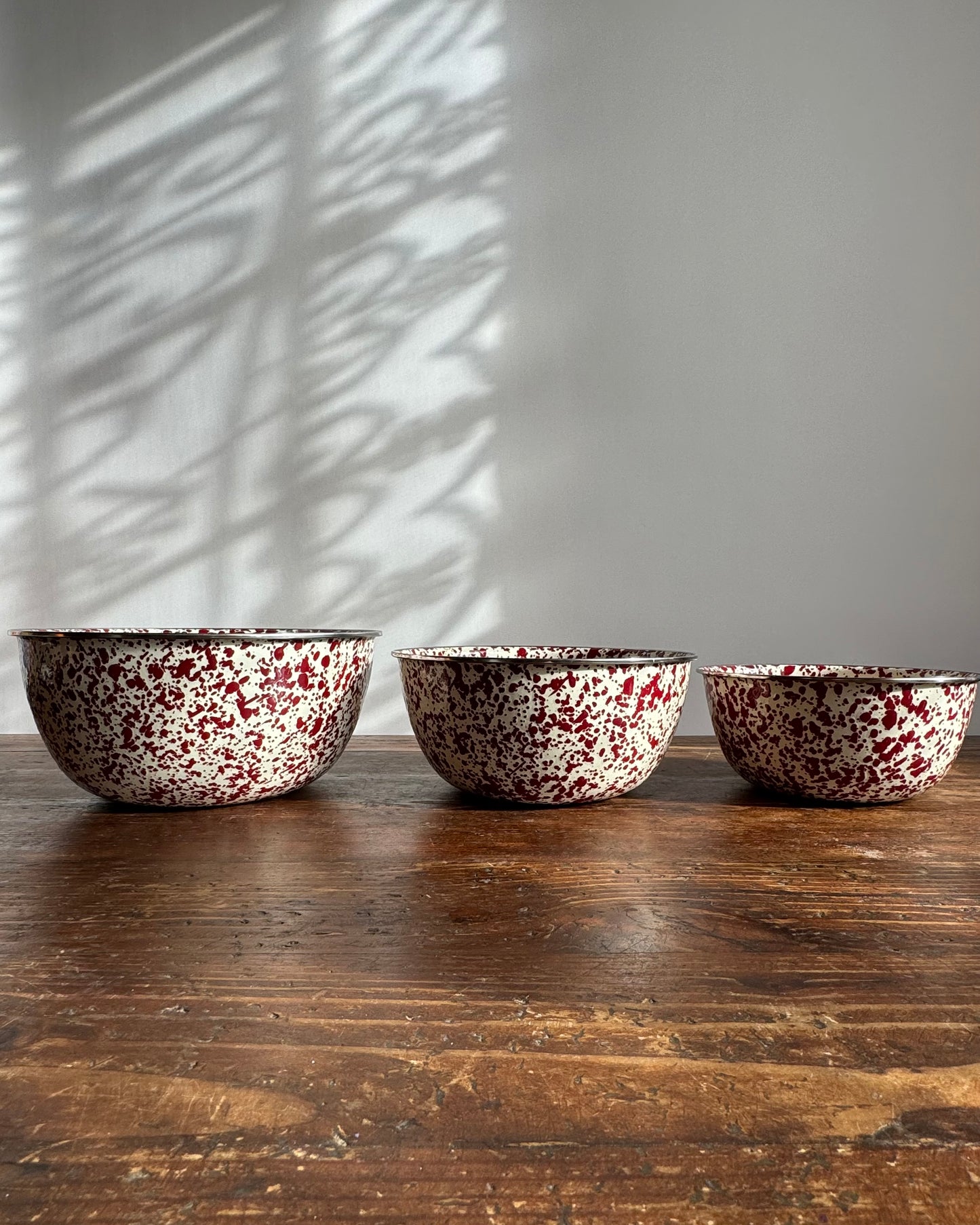 Splatter 3 Piece Mixing Bowl Set, Burgundy & Cream