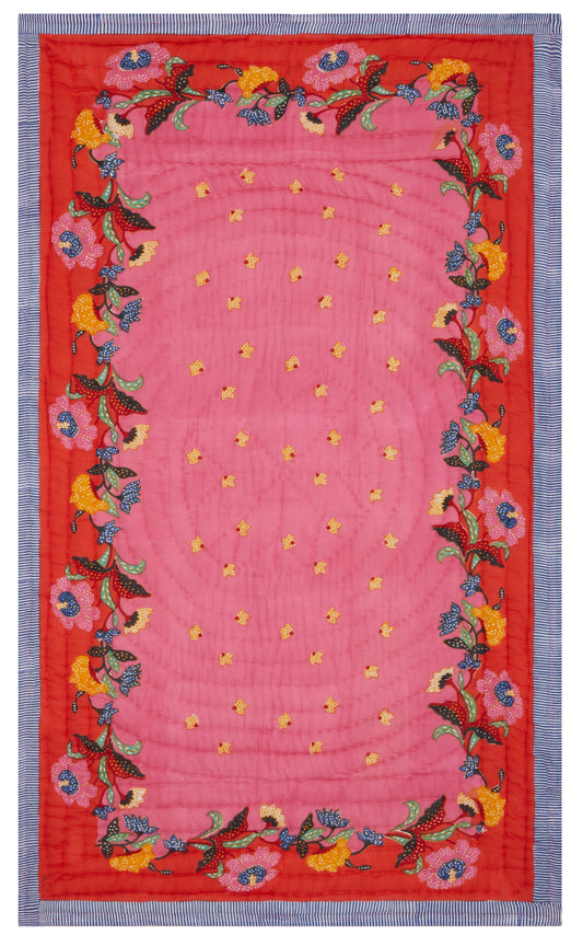 Lisa Corti Indonesian Red Rose Reversible Quilt