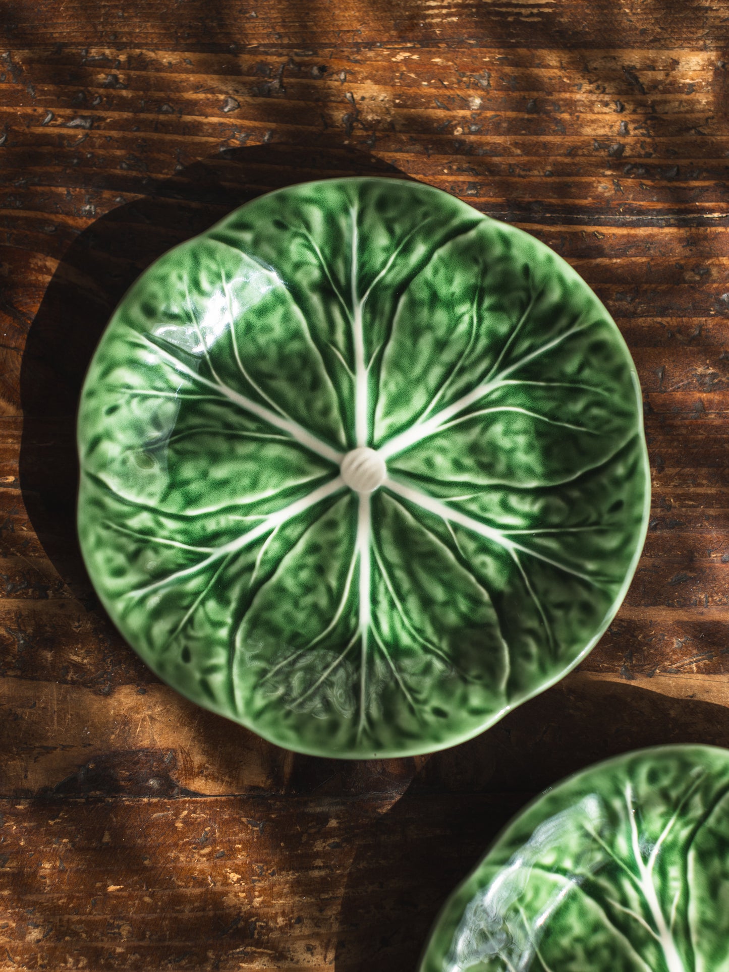 Bordallo Pinheiro Cabbage Dessert Plate Green