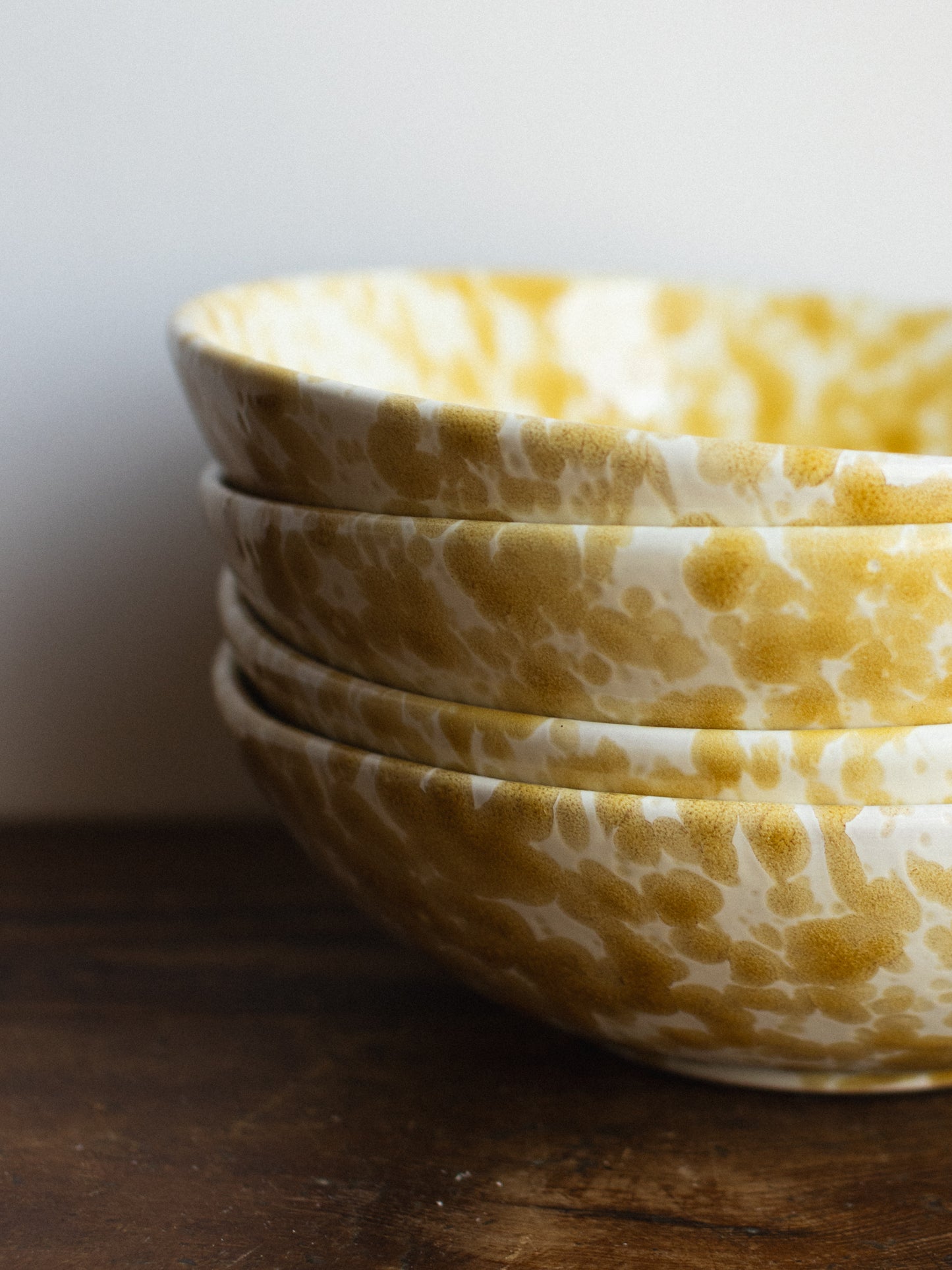 Ceramic Splatter Low Salad Bowl
