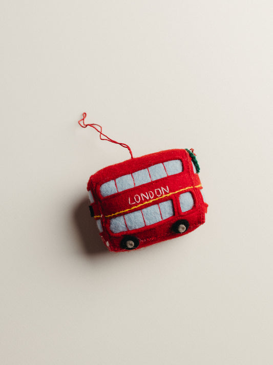 Double Decker London Bus Felted Ornament