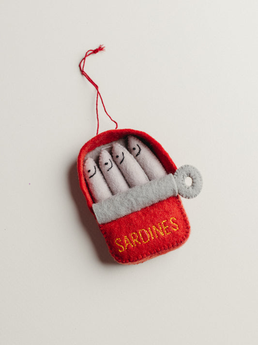 Tin of Sardines Felted Ornament